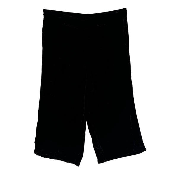 IVY JANE Pants Crushed Velvet Silk Blend Crop Palazzo Wide Leg Black - Picture 1 of 7